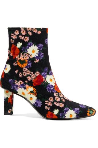 Brando Floral-Print Velvet Ankle Boots