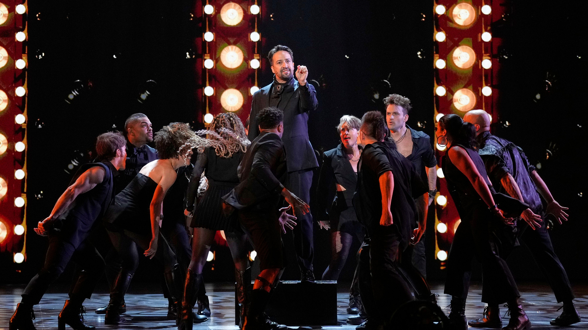 Lin-Manuel Miranda performs with the original cast of "Hamilton"