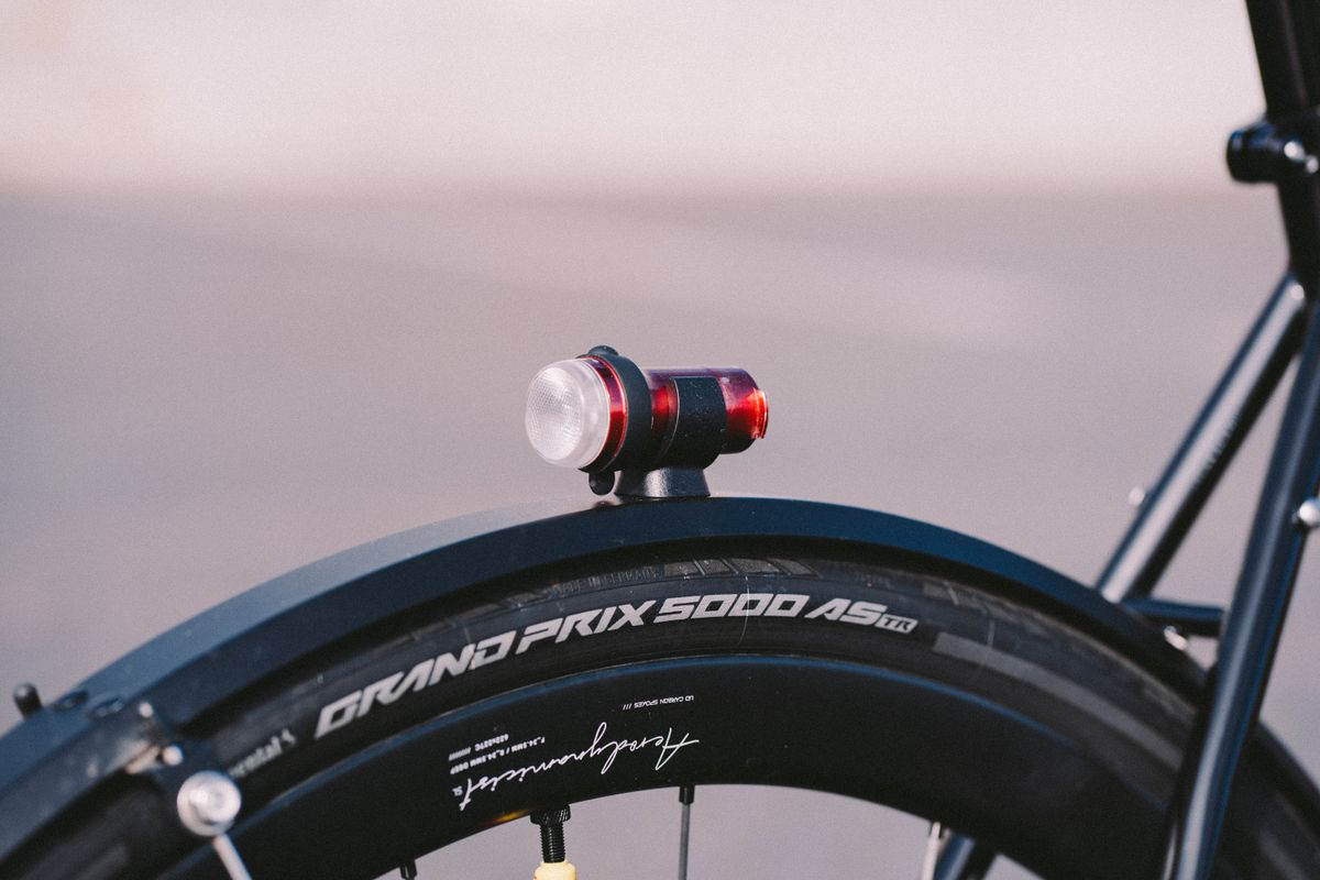 An Exposure light mounted to a mudguard