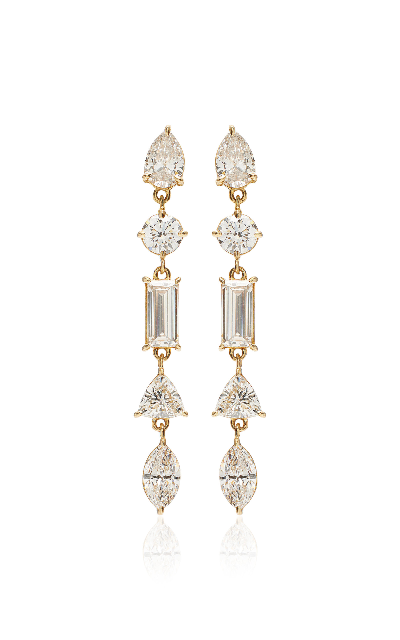 Mixed Drop 14k Gold Vrai Created Diamond Earrings