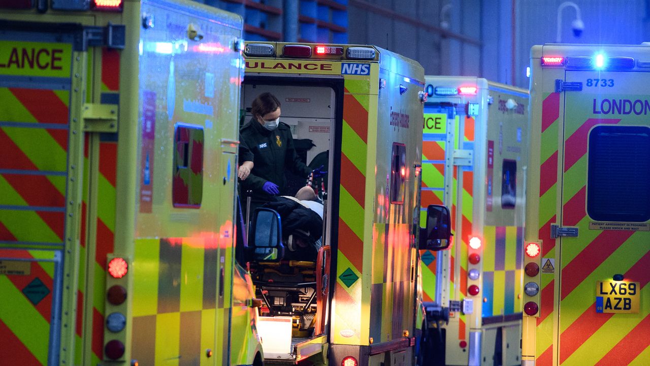 Ambulances outside a hospital during third national lockdown