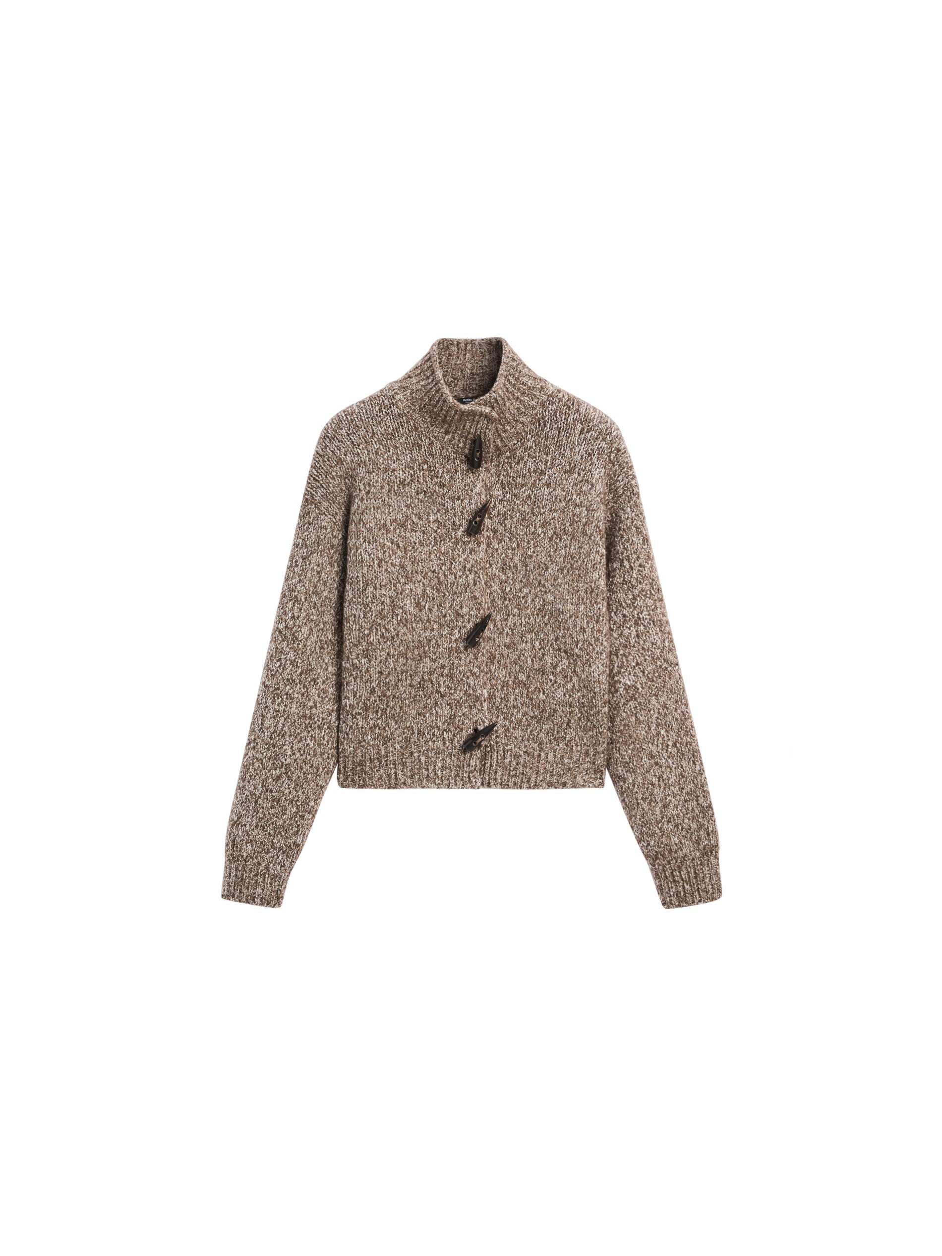 Wool and Cotton Knit Cardigan With Horn Button