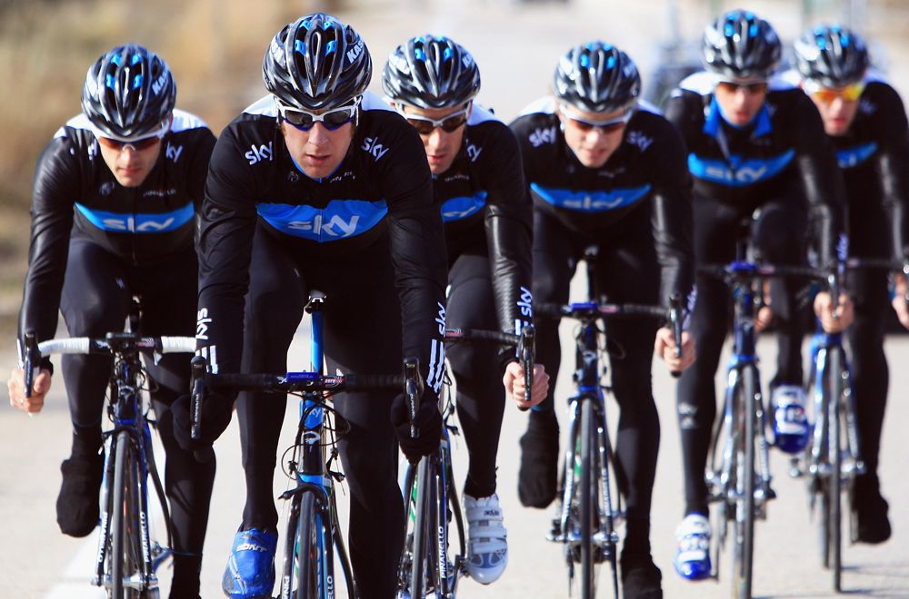 First training rides for Wiggins in his Teaam Sky colours