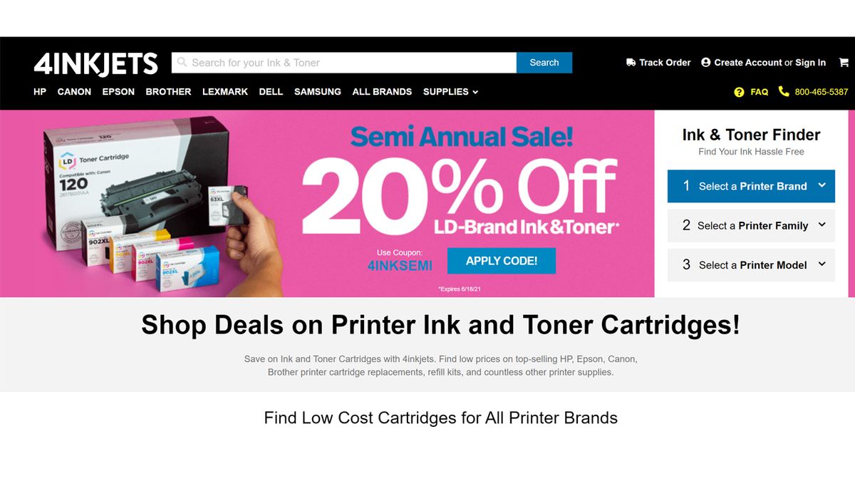 Save 20% off ink and toner at 4inkjets, for a limited time only