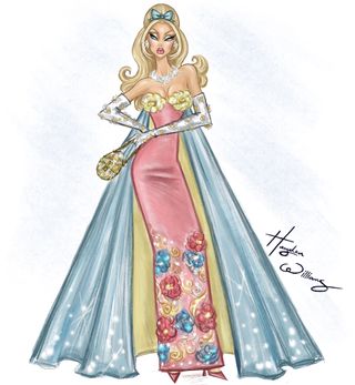 Hayden Williams interview; a sketch of a woman in a pink dress and light blue cloak