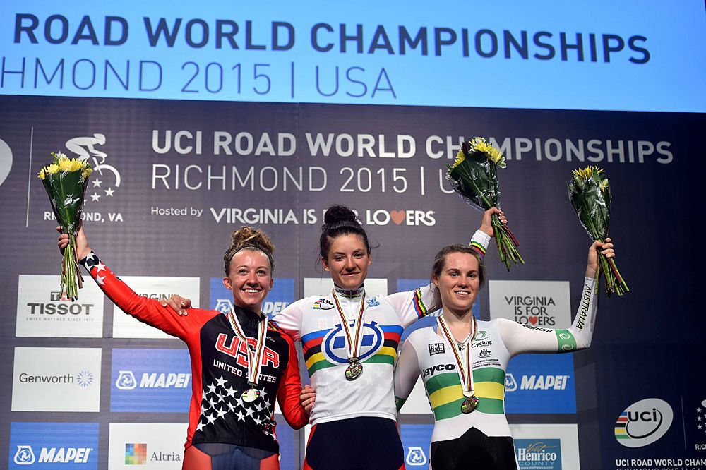 Chloe Dygert (United States of America) wins the junior women's time trial title
