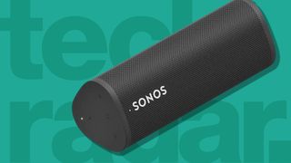 Sonos, one of the best waterproof speaker models, against a blue-green TechRadar background
