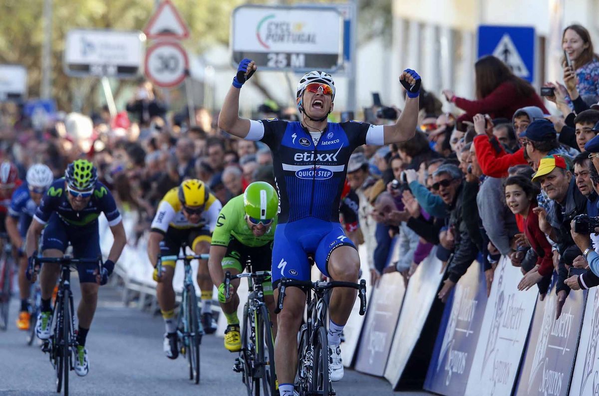 Marcel Kittel (Etixx-QuivkStep) wins the sprint in Tavira