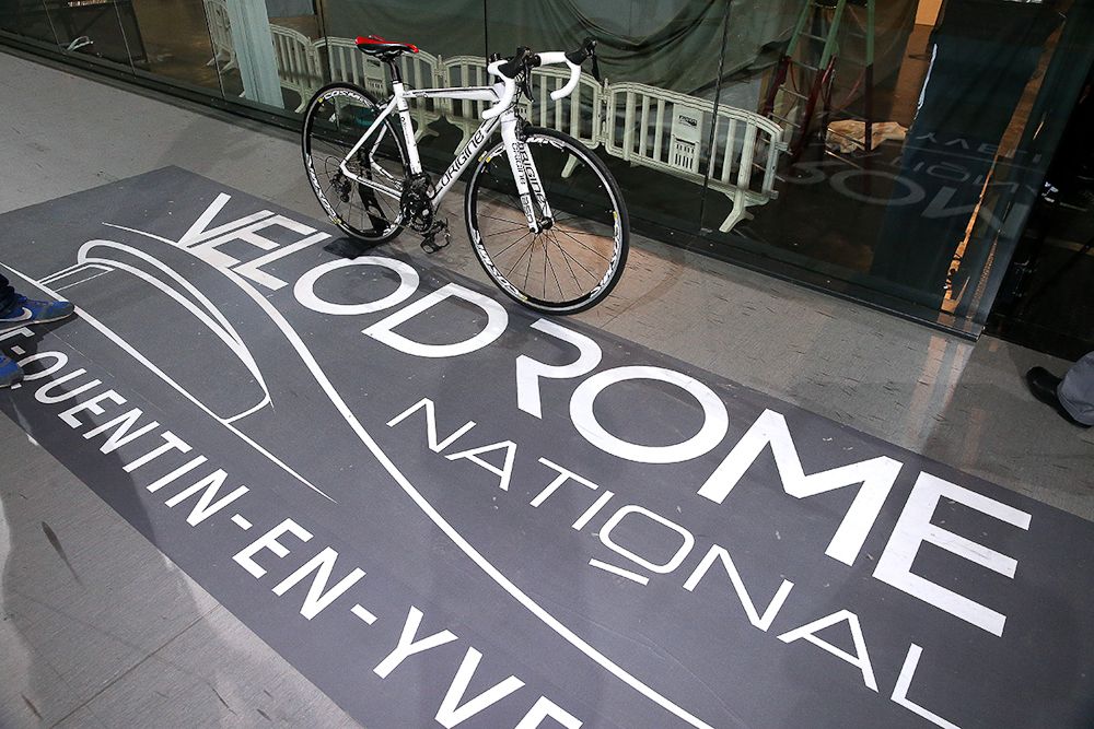 Marchand's bike ready at the velodrome.