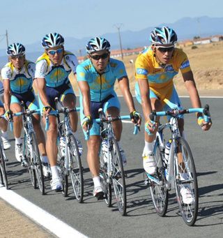 Team Astana led by Alberto Contador