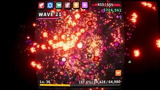 desktop defender screenshot showing particles exploding on a mini screen