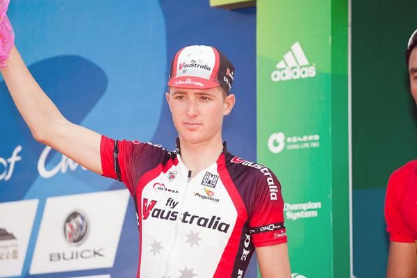 Stage two victor David Tanner (Fly V Australia) on the podium.