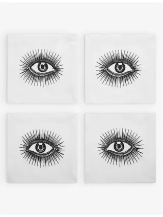 Eyes Linen Cocktail Napkins Set of Four