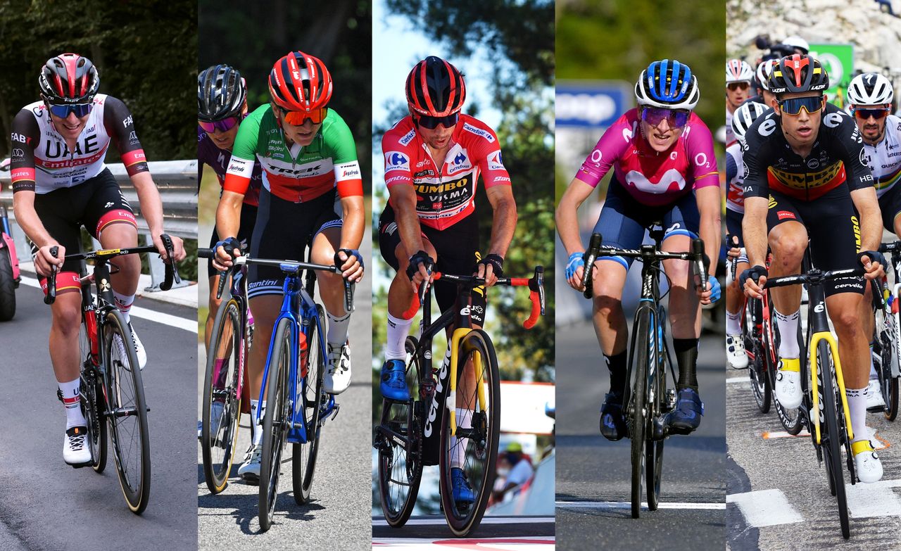 Tadej Pogačar, Elisa Longo Borghini, Primož Roglič, Annemiek van Vleuten and Wout van Aert