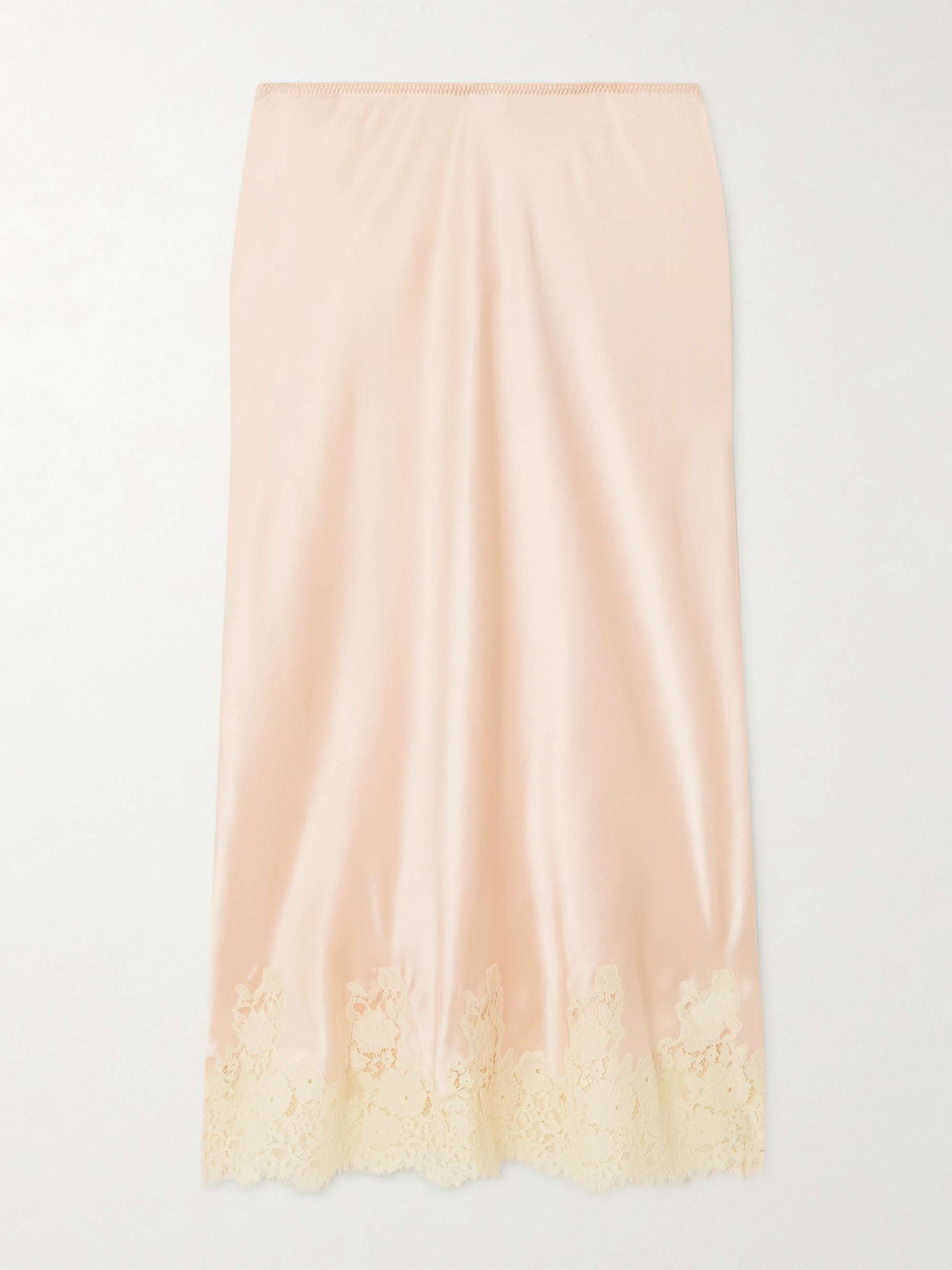 Elowena Lace-Trimmed Silk Midi Skirt