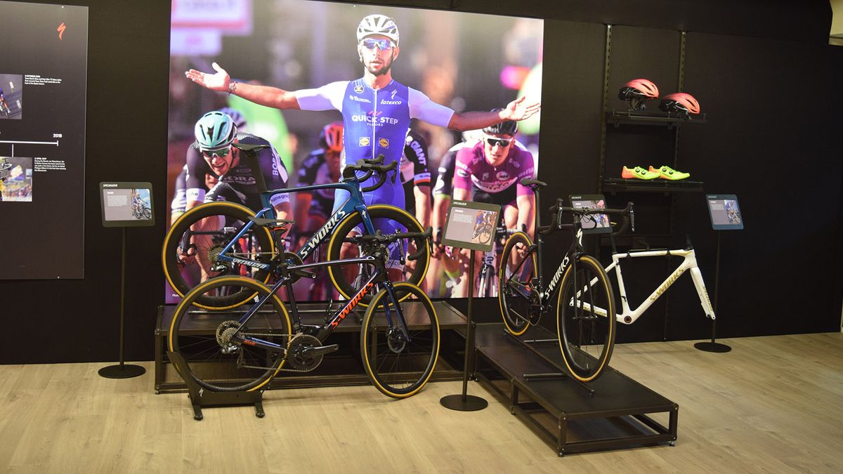 As well as the historic bikes, Specialized have some of their most recent bikes and products on display in the store