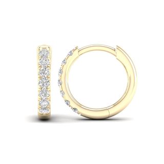 Huggie Hoop Pavé Earrings in Yellow Gold