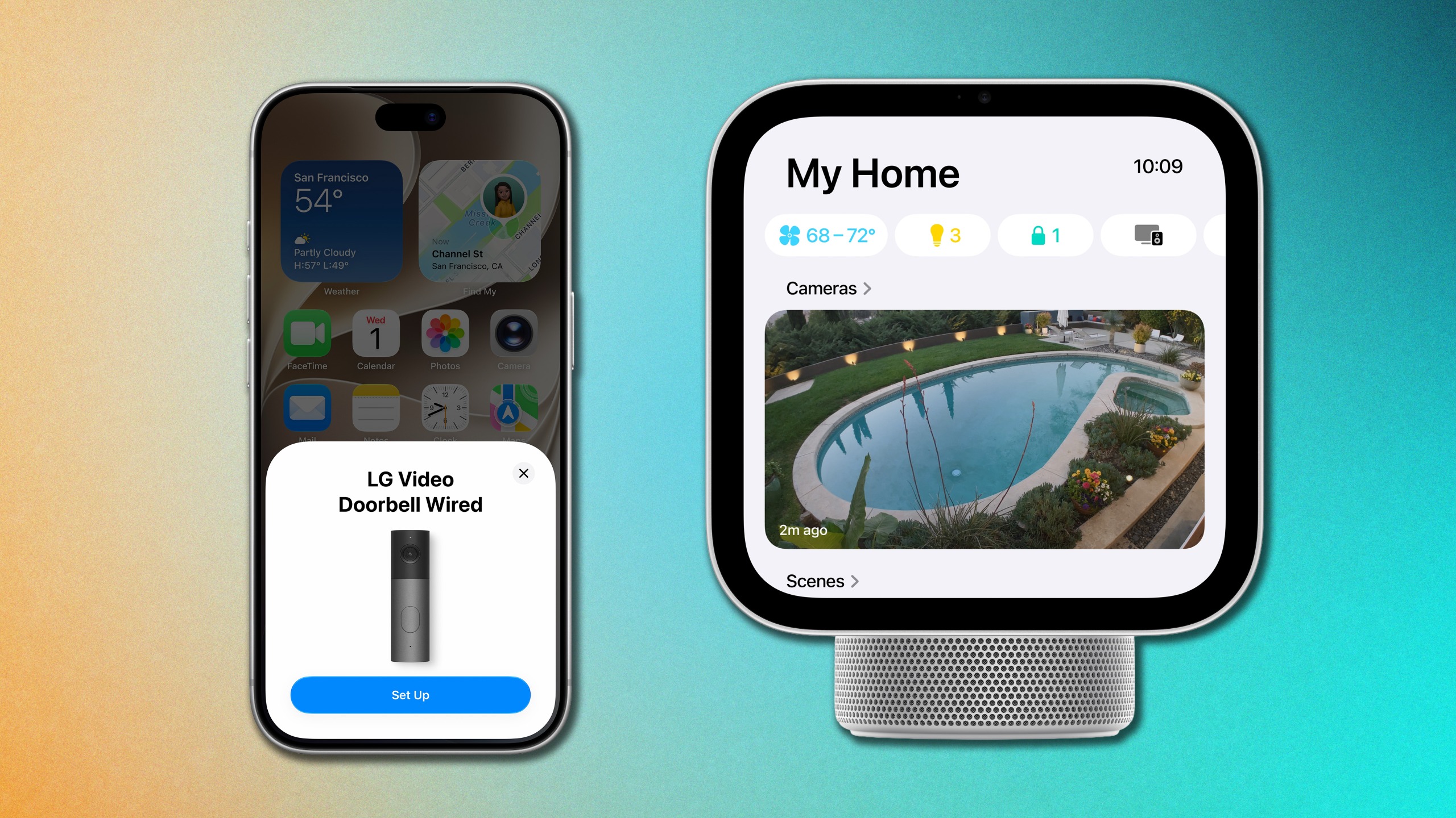 Apple Home Collection set up on iPhone and camera view on Apple HomeView