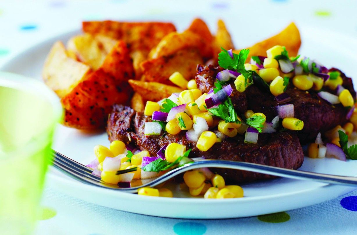 Lamb chop sweetcorn salsa