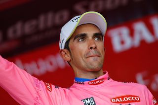Alberto Contador (Tinkoff Saxo) on the podium