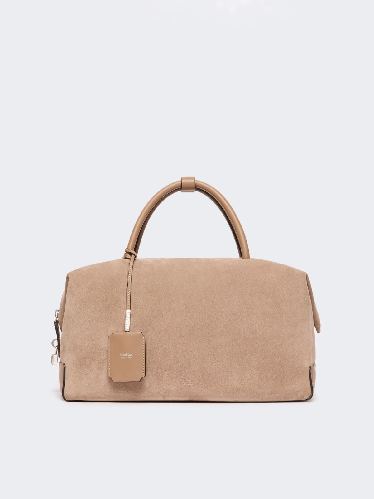 Large Nubuck Leather Boston Bag - Mud