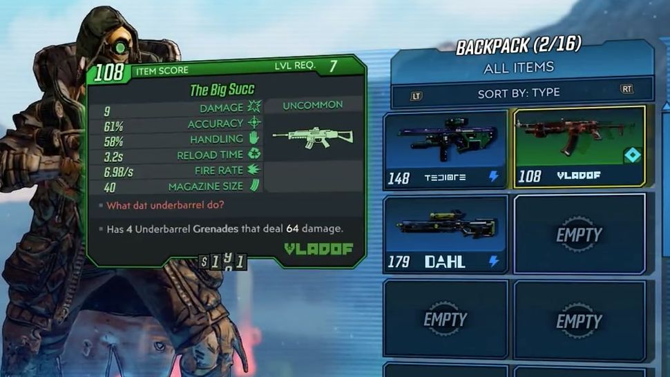 gun slots borderlands pre sequel