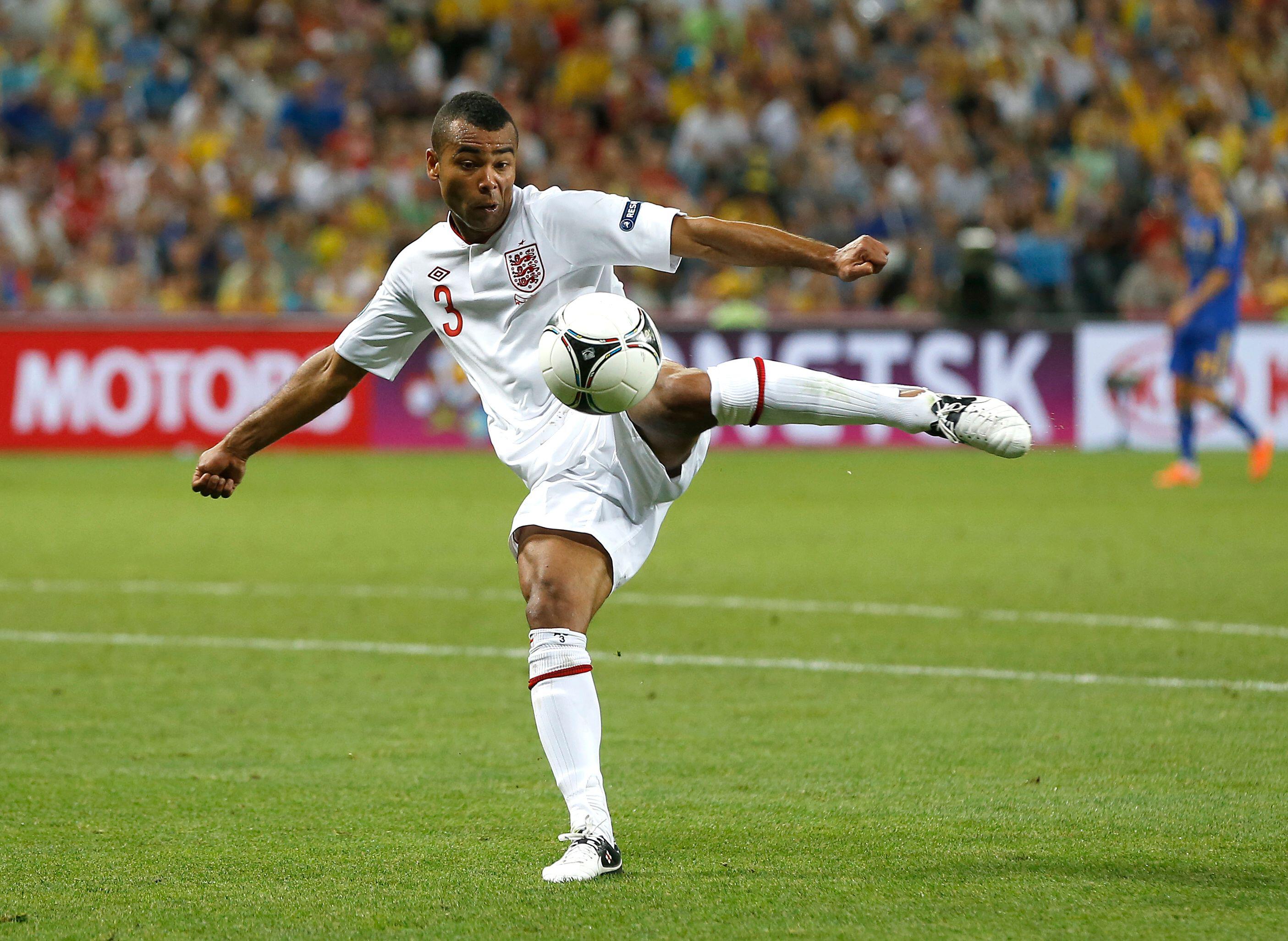 Ashley Cole in action for England against Ukraine at Euro 2012