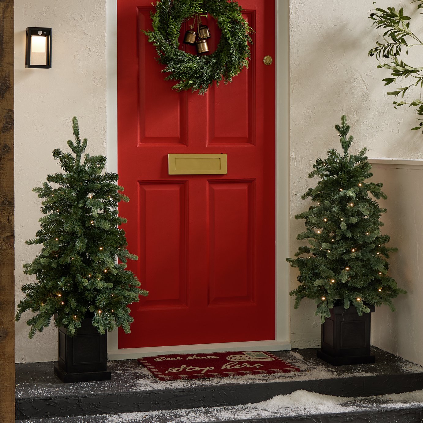 Habitat Pack of 2 3ft Pre Lit Potted Porch Christmas Tree