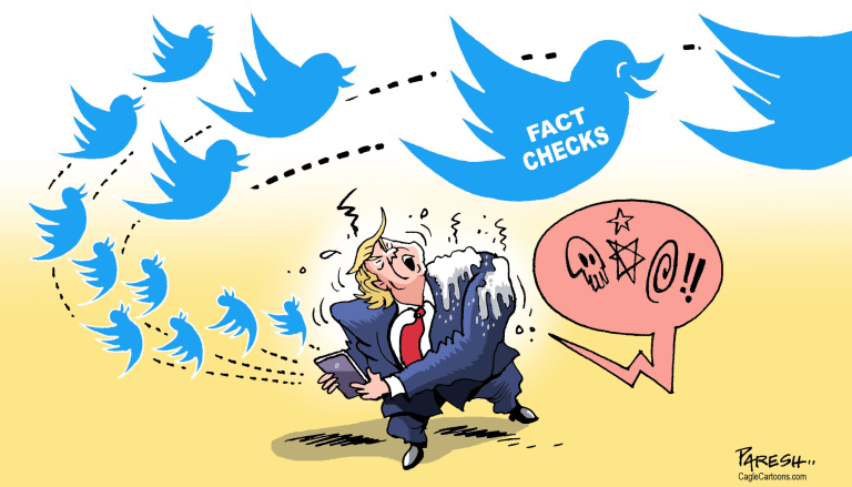 Political Cartoon U.S. Trump Twitter fact check