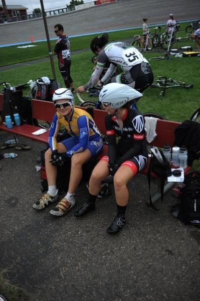 Getting ready for team sprint, wearing Ryan Belew's big shoes.