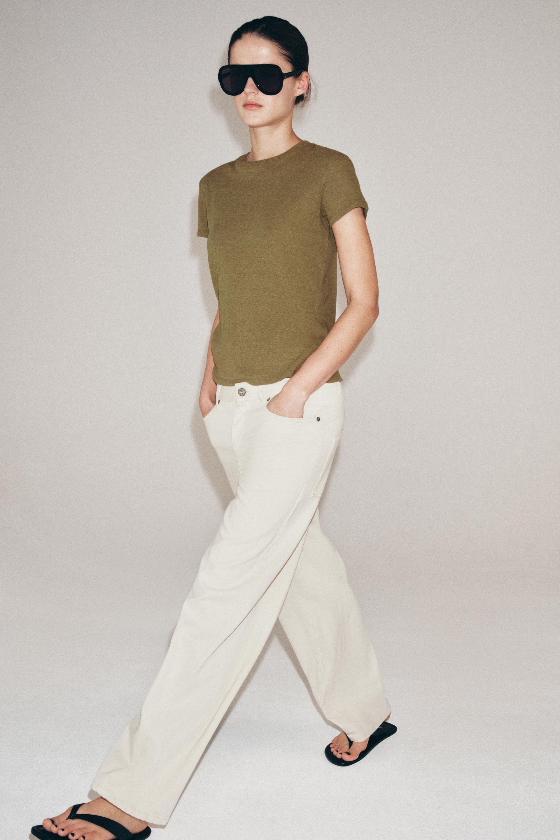 ZARA Short Sleeve Linen Blend T-Shirt