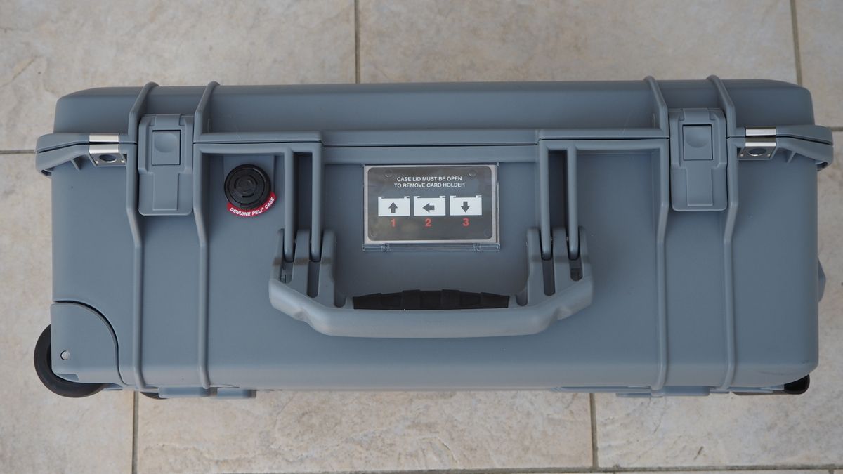 Peli 1535 Air case in grey on a flagstone floor
