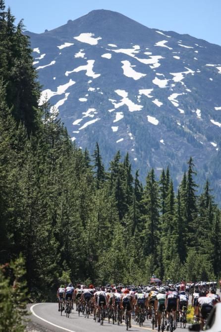 The men heading towards Mt. Bachelor.