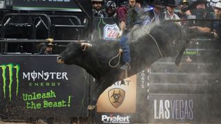 Mauricio Moreira riding Chiseled during the 2021 PBR World Finals