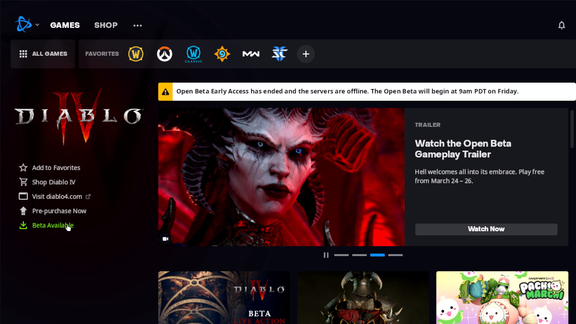 Diablo 4 в клиенте battle.net на Steam Deck