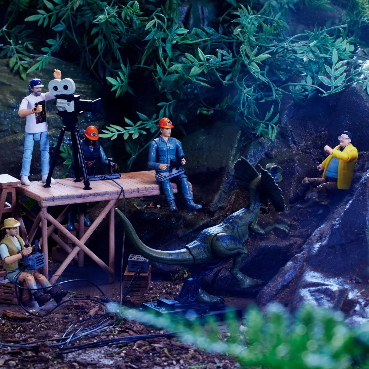 Diorama shots of Steven Spielberg action figure from Jurassic Park