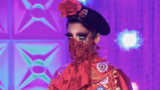 Valentina with her mask on for Drag Race Season 9