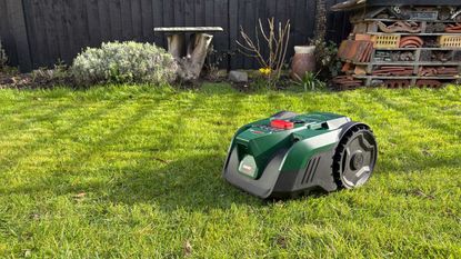 Bosch VISIMOW18V-100 Robot Lawn Mower on grass lawn