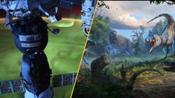 A geomagnetic storm above Earth and Nanotyrannus.