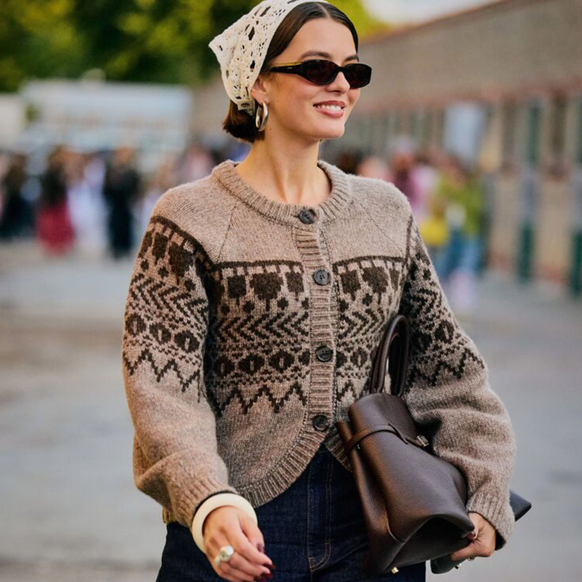 Woman in Fair Isle sweater
