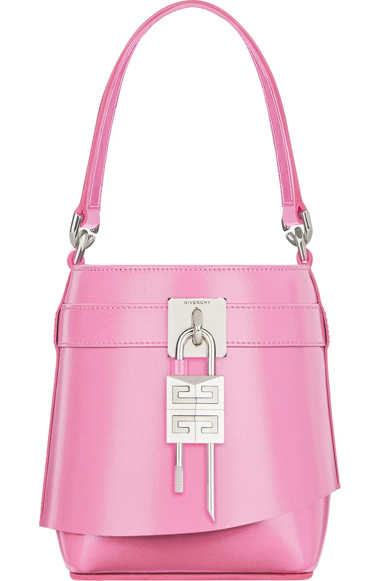 Micro Shark Lock Leather Bucket Bag