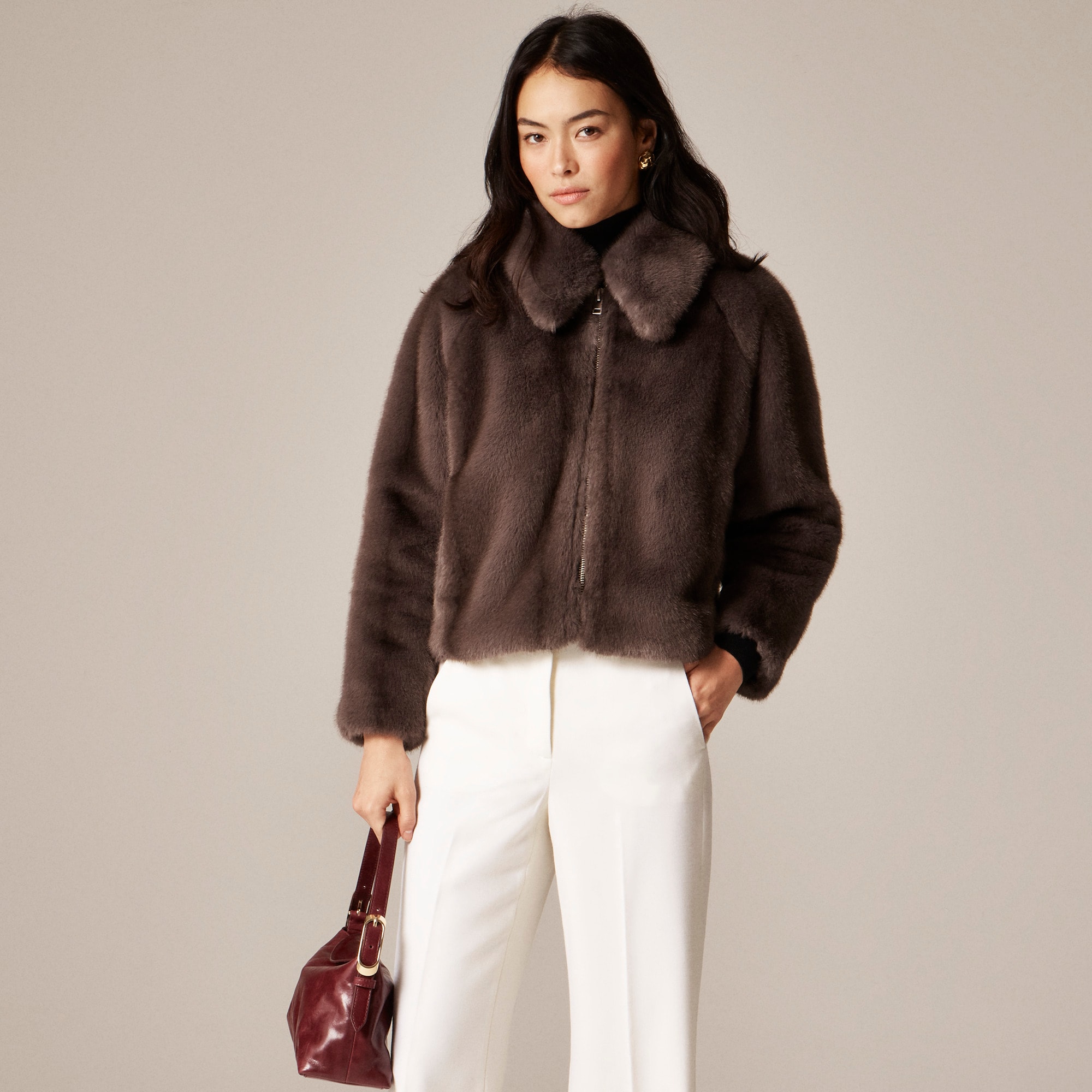 Zip-Up Jacket in Faux Fur
