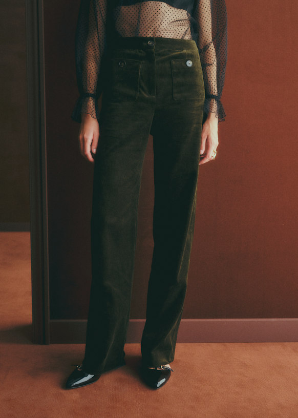 Dan Trousers - Dark Olive - Organic Cotton - Organic Textile - Sézane