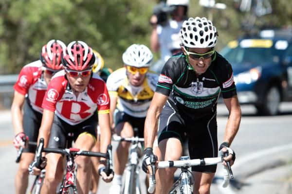 Oscar Sevilla (Gobernacion De Antioquia) leading the break up the last little climb.