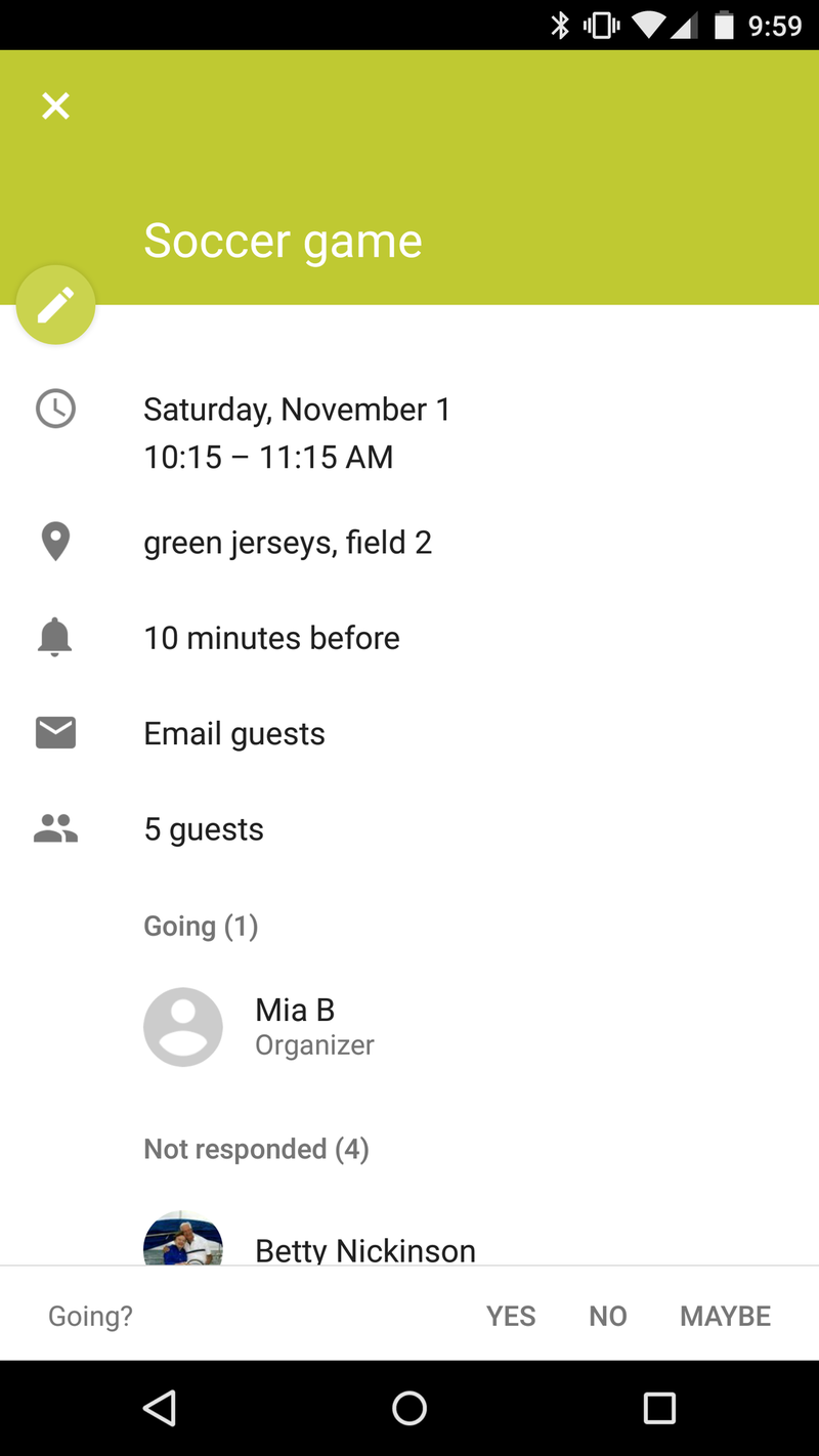Android 5.0 Lollipop Calendar