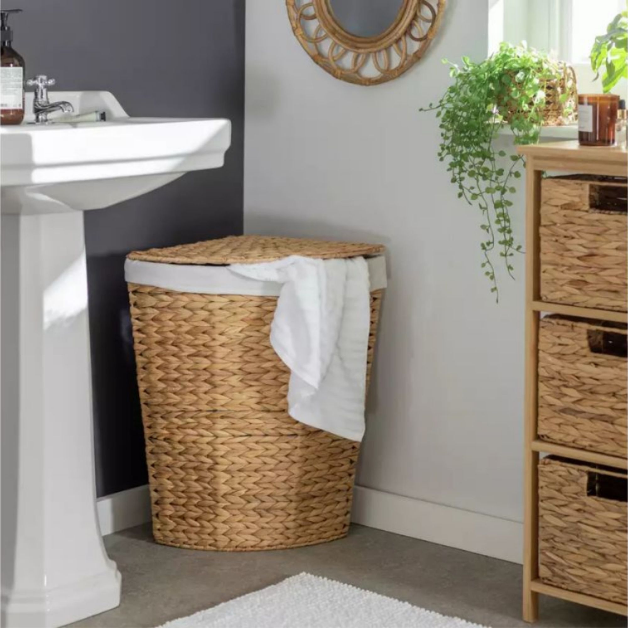 Habitat 40L Corner Water Hyacinth Laundry Basket