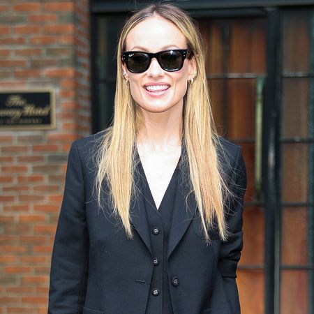 Olivia Wilde styled an all-black suit with matching Onitsuka Tiger sneakers