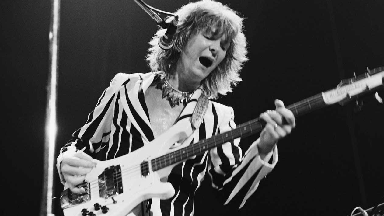 Yes bassist Chris Squire onstage in the 1970s