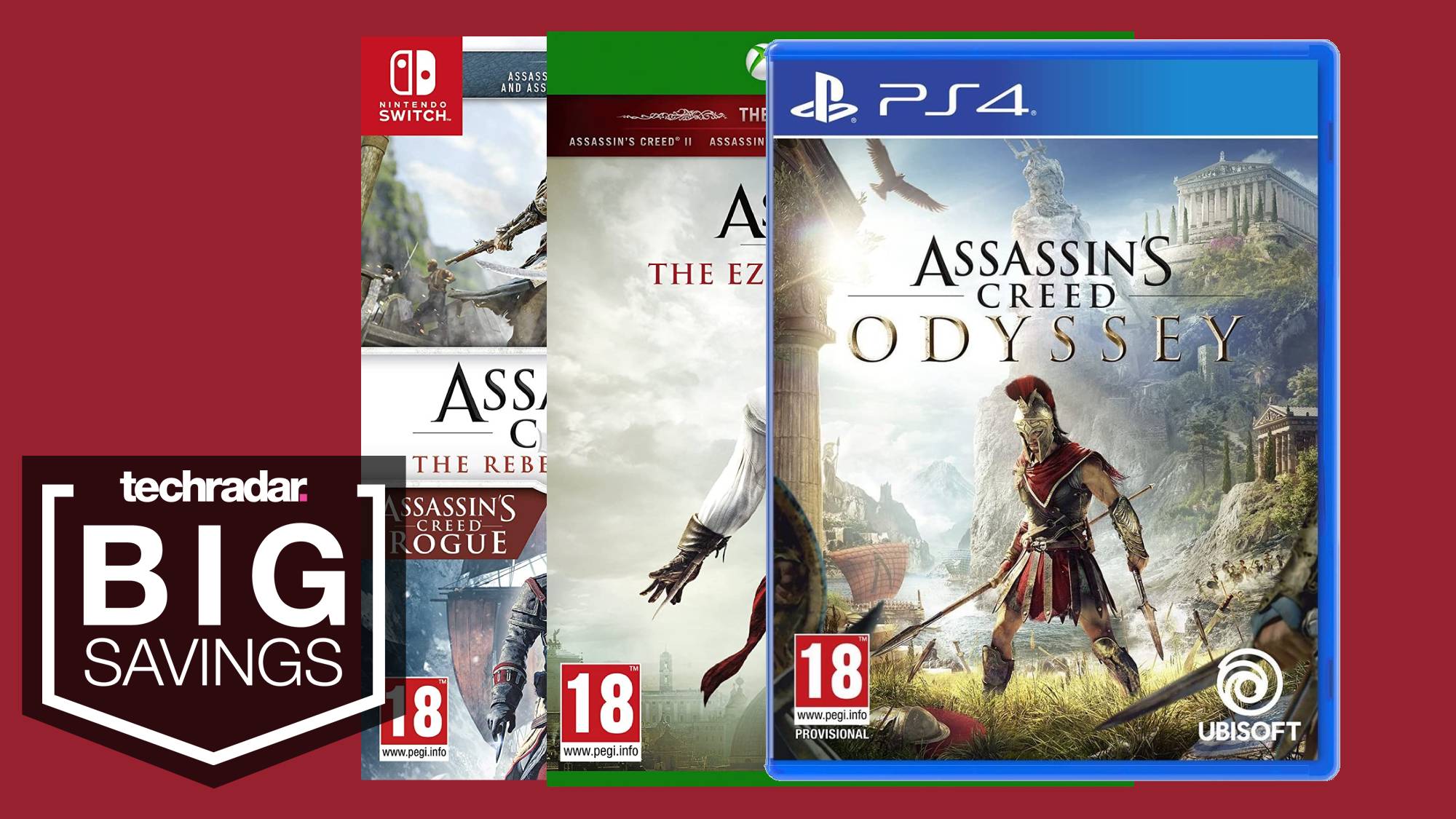 Three Assassin's Creed Boxarts in addition to a price cut badge