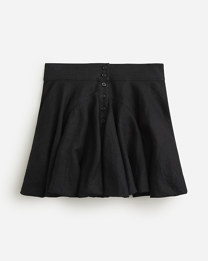 Button-Up Mini Skirt in Linen